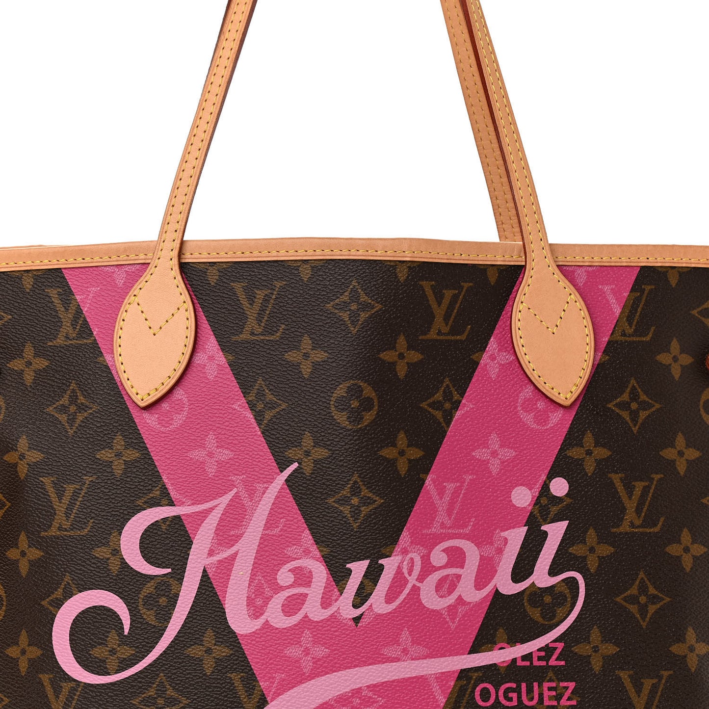 Monogram Hawaii V Neverfull MM Hot Pink