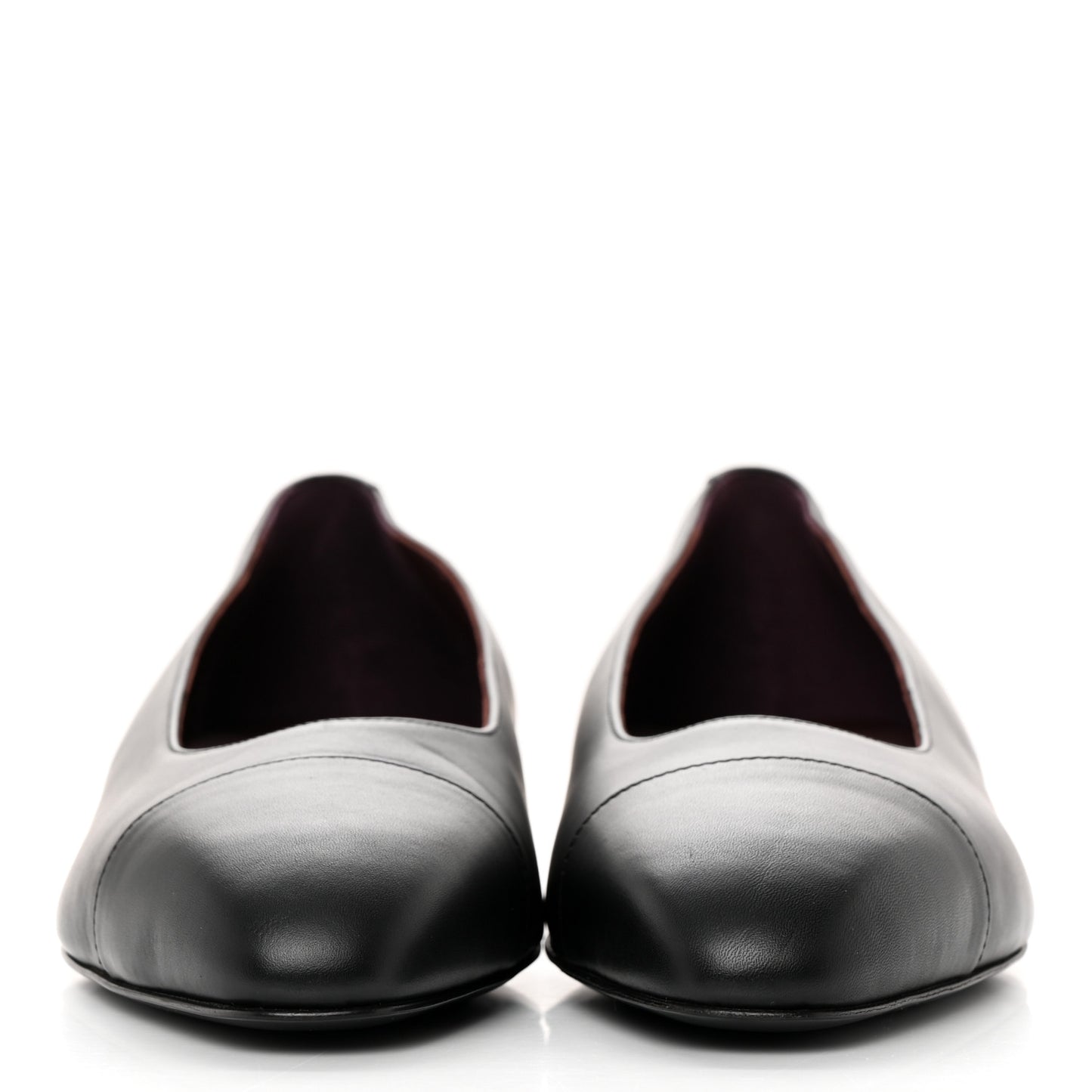 Lambskin Cap Toe Ballerina Flats 39 Black