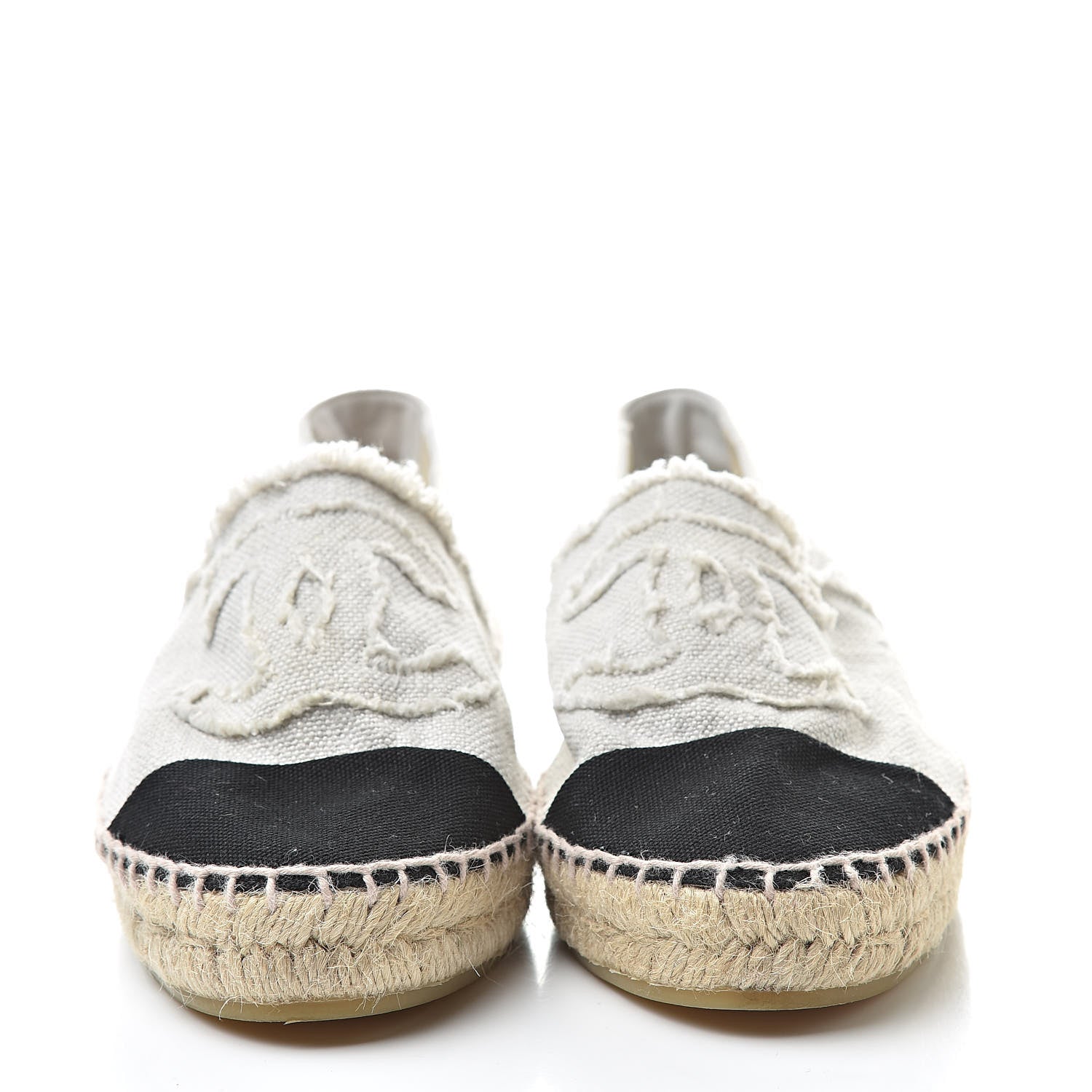 Chanel Linen CC Espadrilles 41 Beige Black 2 of 11