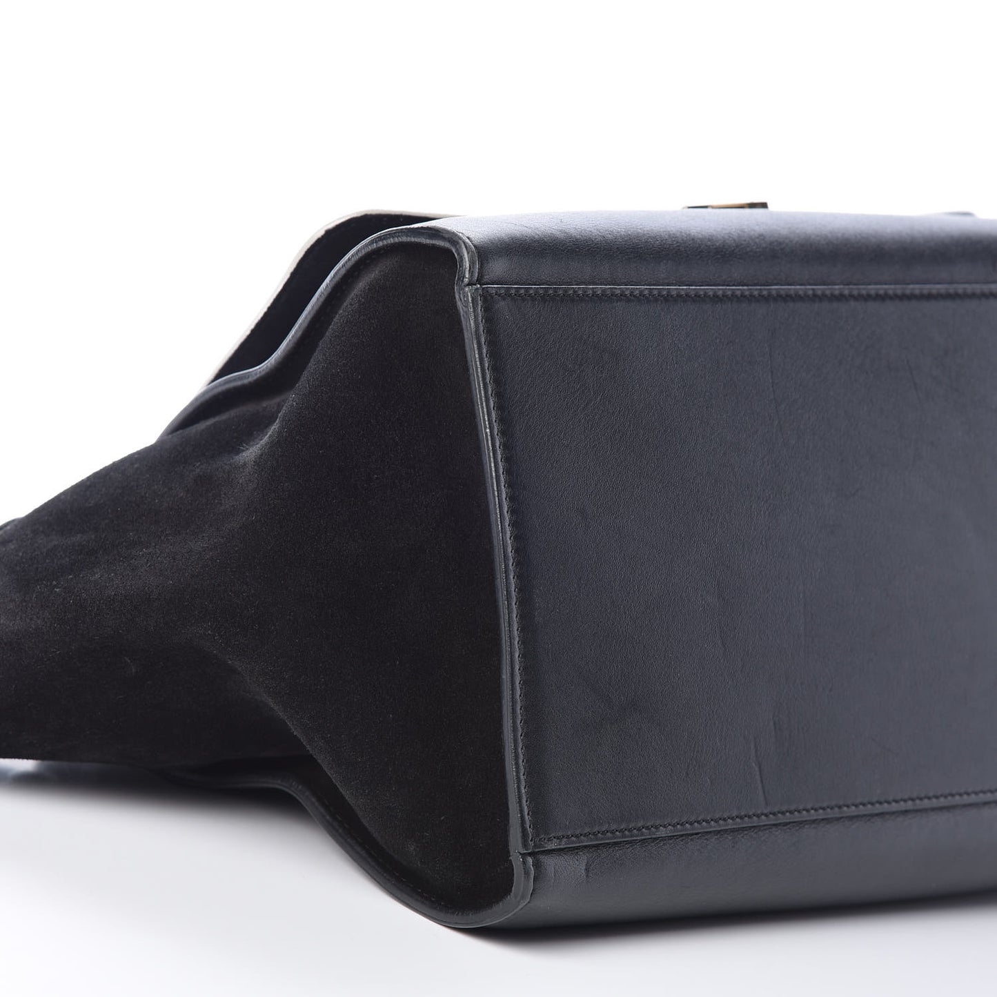Smooth Calfskin Suede Medium Bi-Color Trapeze Black