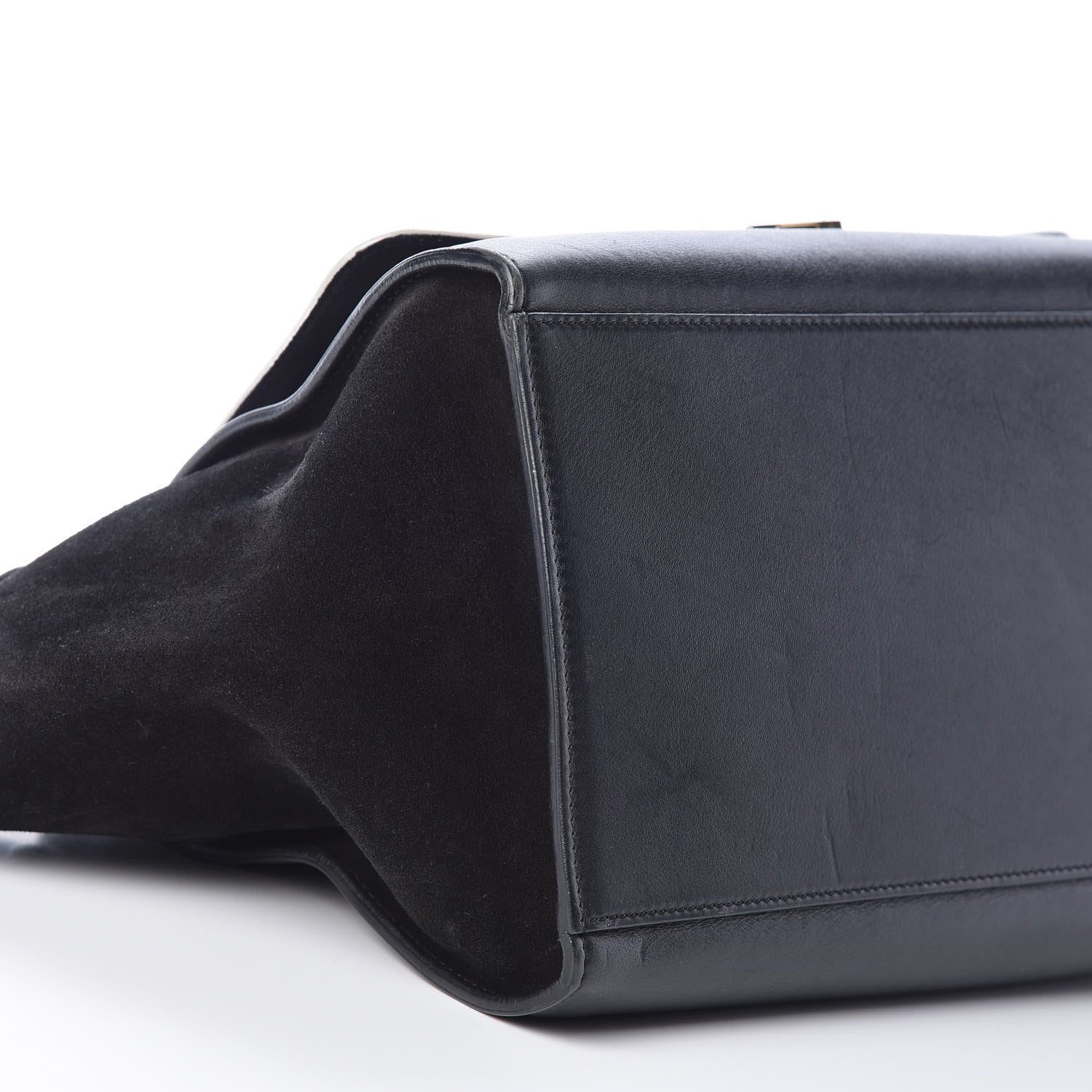 Celine Smooth Calfskin Suede Medium Bi-Color Trapeze Black 10 of 21