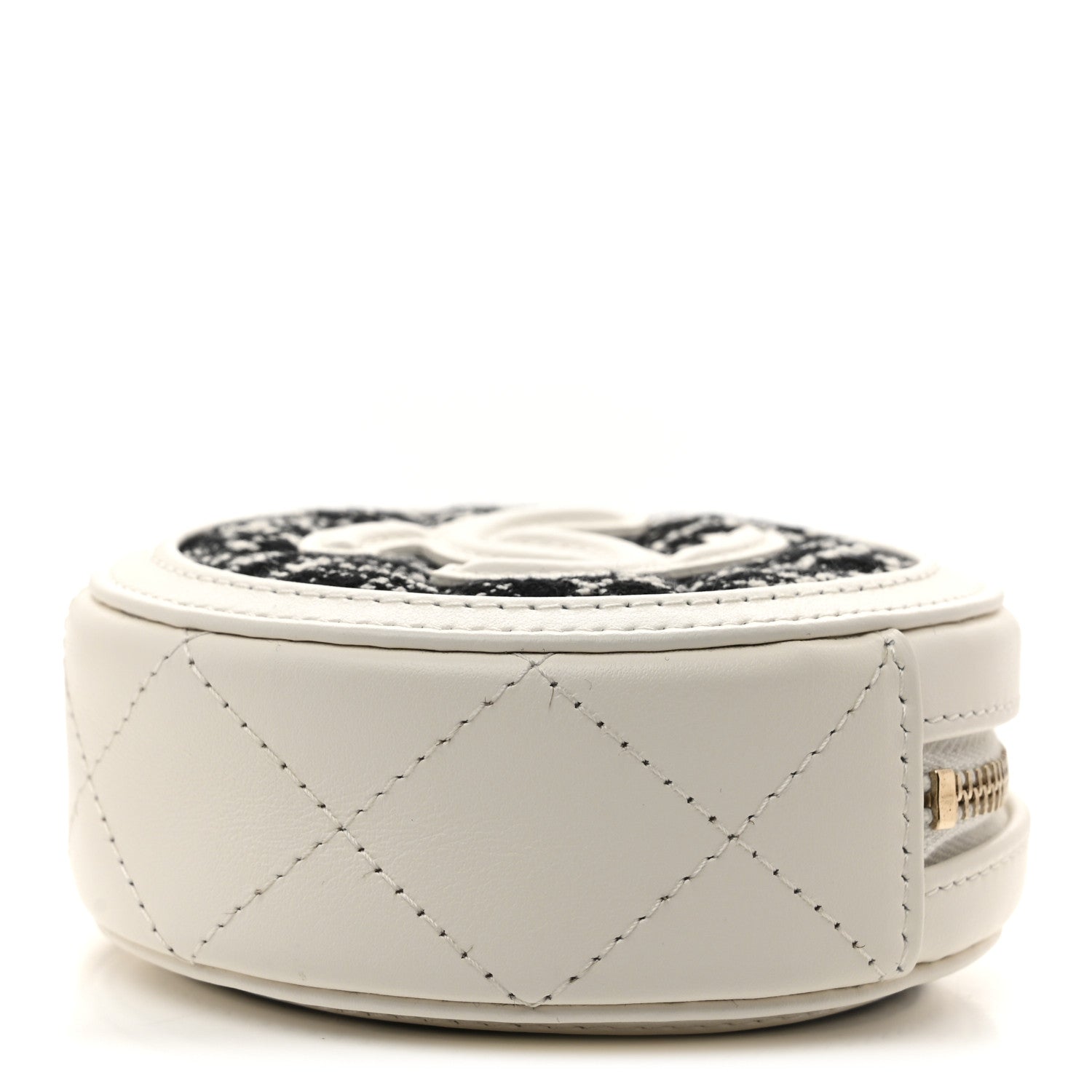 Chanel Tweed Quilted Round Filigree Clutch With Chain White Multicolor 4 of 8