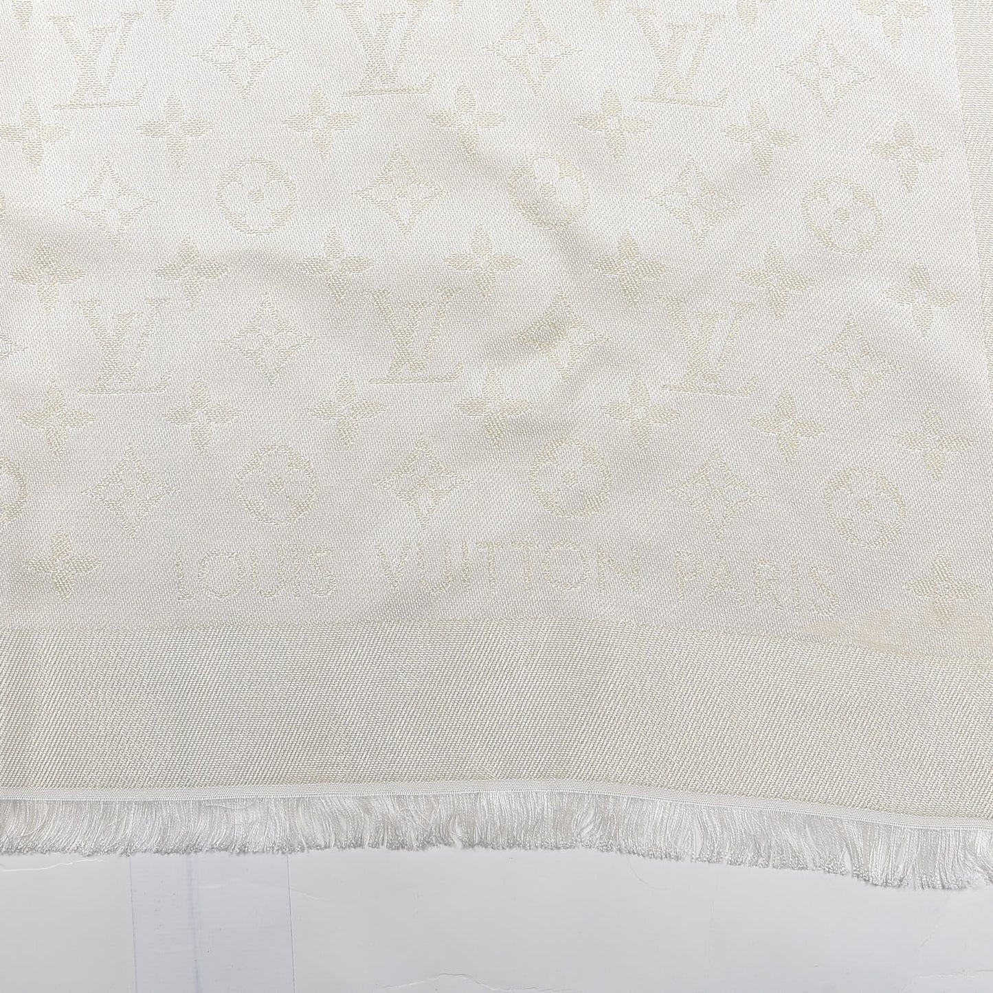 Silk Wool Monogram Shine Shawl Beige