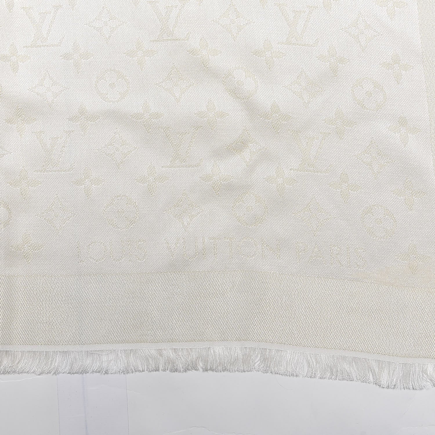 Louis Vuitton Silk Wool Monogram Shine Shawl Beige 2 of 3