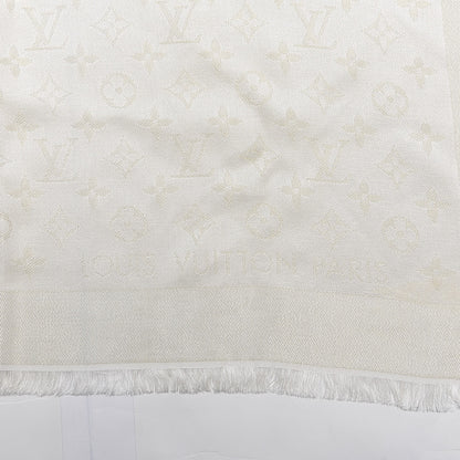 Louis Vuitton Silk Wool Monogram Shine Shawl Beige 2 of 3