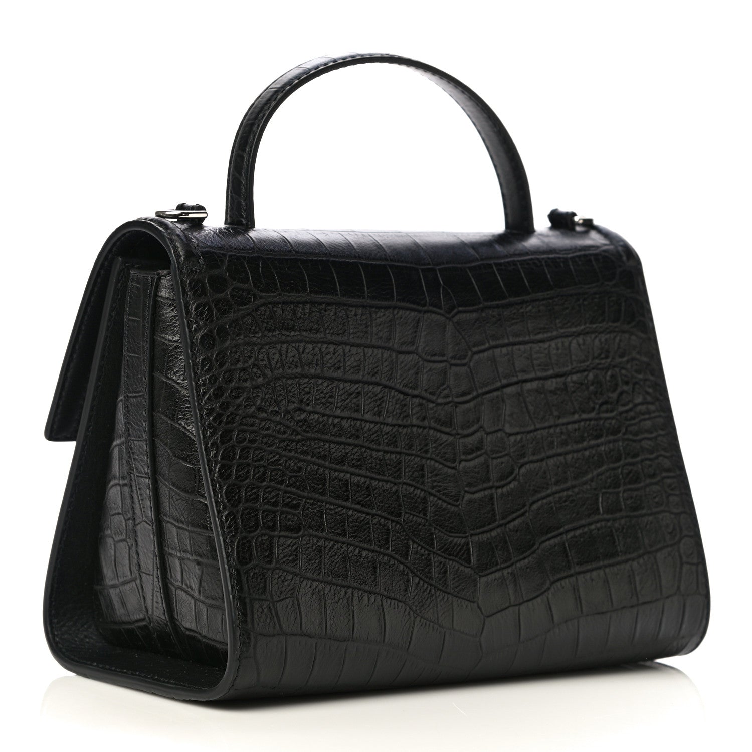 Alexander McQueen Calfskin Crocodile Embossed The Story Bag Black 2 of 8
