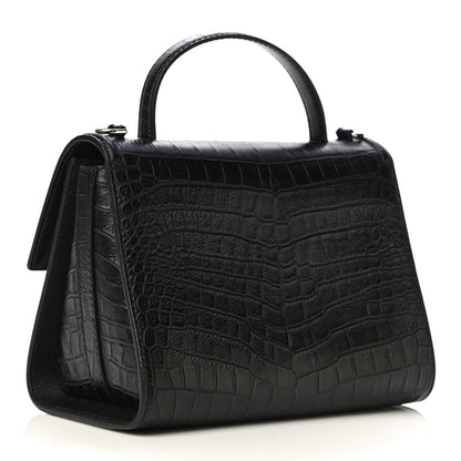 Alexander McQueen Calfskin Crocodile Embossed The Story Bag Black 2 of 8