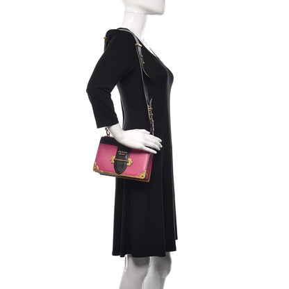 Prada City Calf Saffiano Cahier Bag Fuxia Black 2 of 11