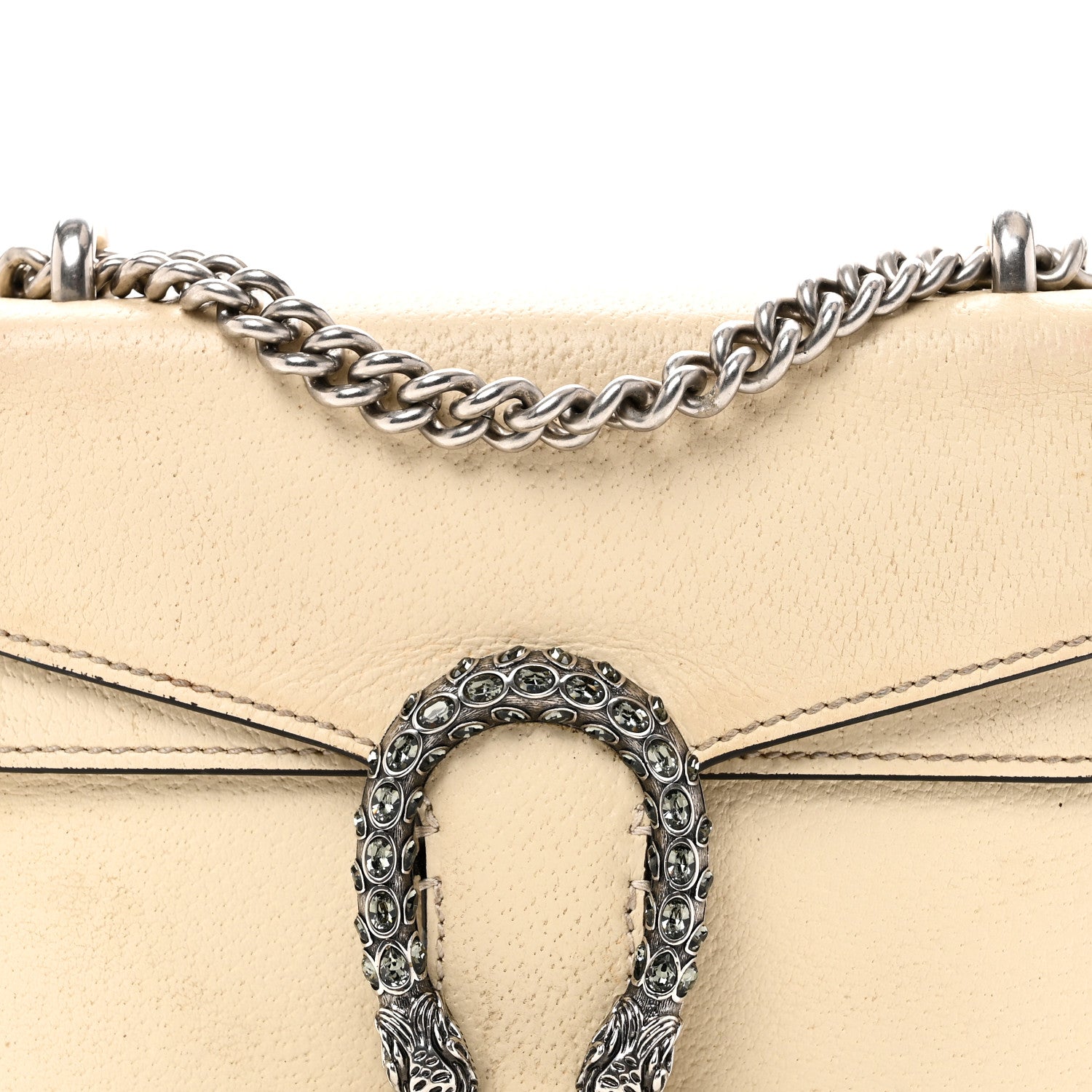 Gucci Textured Calfskin Crystal Mini Dionysus Shoulder Bag Mystic White 8 of 12