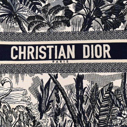 Christian Dior Canvas Embroidered Large Palm Tree Toile De Jouy Book Tote Blue 8 of 11
