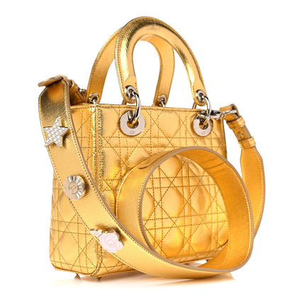 Christian Dior Metallic Grained Calfskin Cannage Small Lucky Badges My Lady Dior Gold 3 of 5