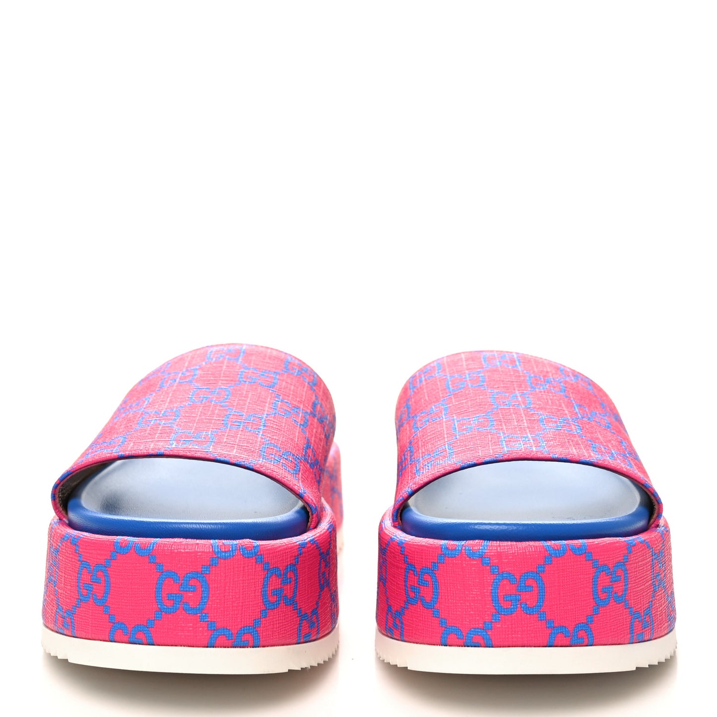 GG Supreme Joy Monogram Angelina Platform Slide Sandals 38 Fuxia Blue