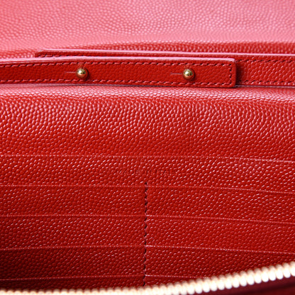 Saint Laurent Grain De Poudre Matelasse Chevron Monogram Chain Wallet Red 6 of 10