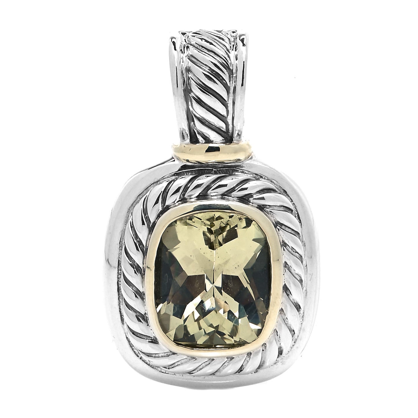 Sterling Silver 14K Yellow Gold Prasiolite Albion Pendant