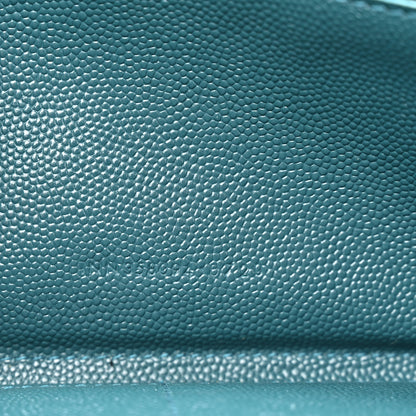 Saint Laurent Grain De Poudre Matelasse Chevron Monogram Zip Around Wallet Sea Turquoise 8 of 9