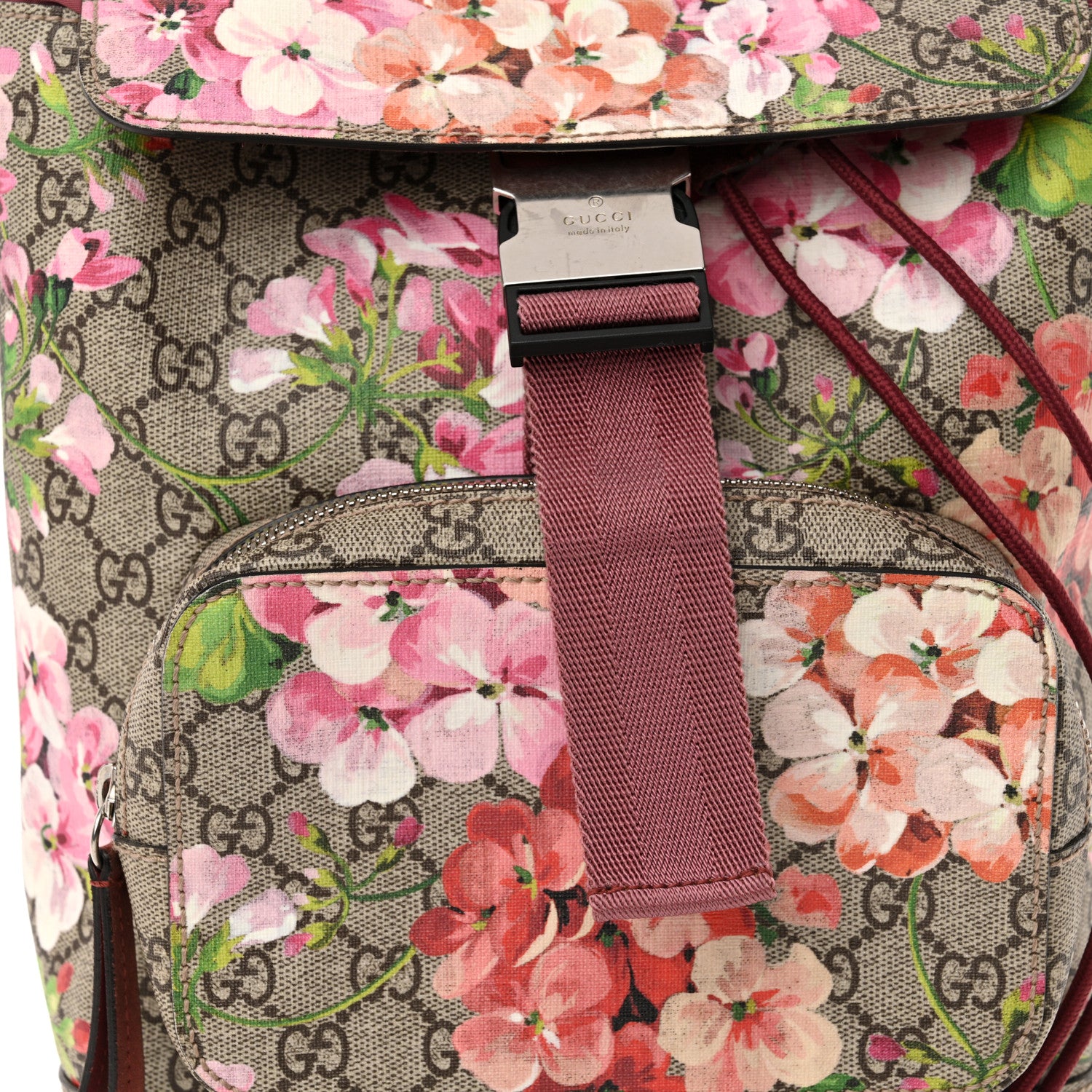 Gucci GG Supreme Monogram Blooms Small Single Buckle Backpack Beige Multicolor Dry Rose 8 of 13