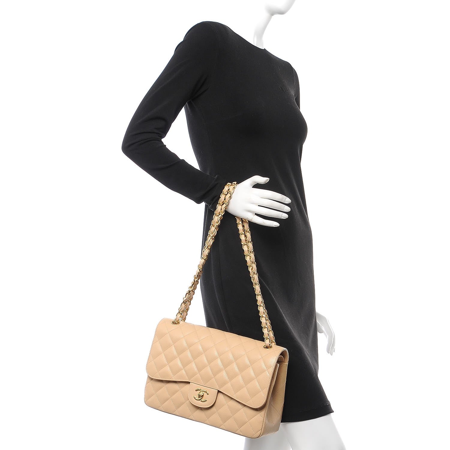 Chanel Caviar Quilted Jumbo Double Flap Beige Clair 2 of 9