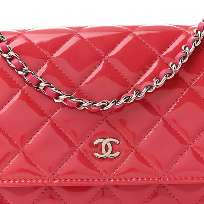 Chanel Patent Quilted Wallet On Chain WOC Fuchsia 10 of 12