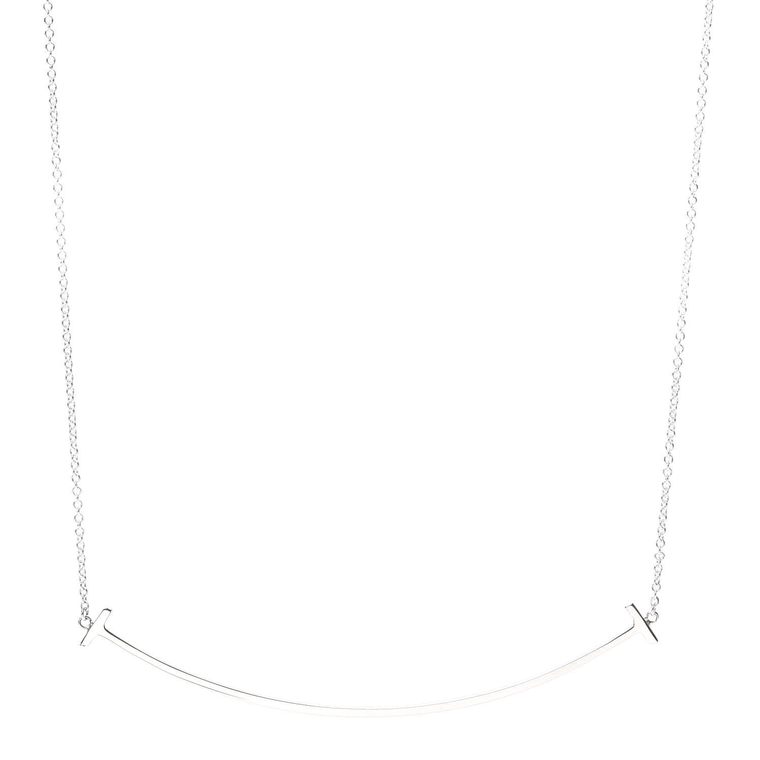 Tiffany Sterling Silver Large T Smile Pendant Necklace 1 of 6