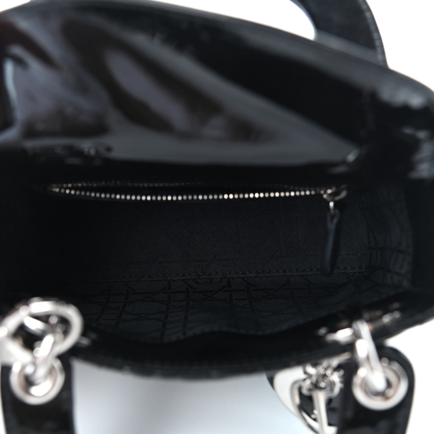 Patent Cannage Mini Lady Dior Black