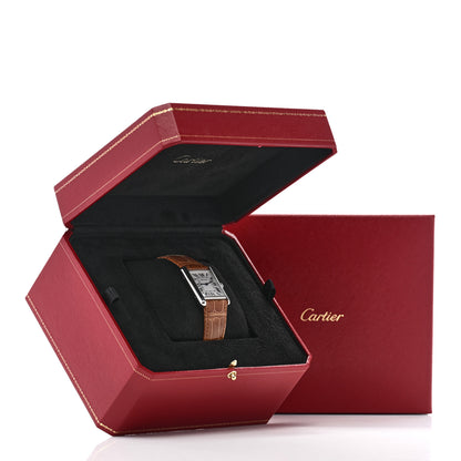 Cartier Stainless Steel Alligator 25mm Must de Cartier Tank Quartz Watch Brown 5 of 5