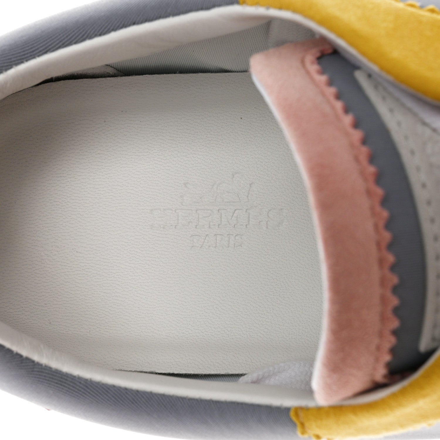 Hermes Technical Canvas Suede Goatskin Bouncing Sneakers 38.5 Gris Multicolor 6 of 8