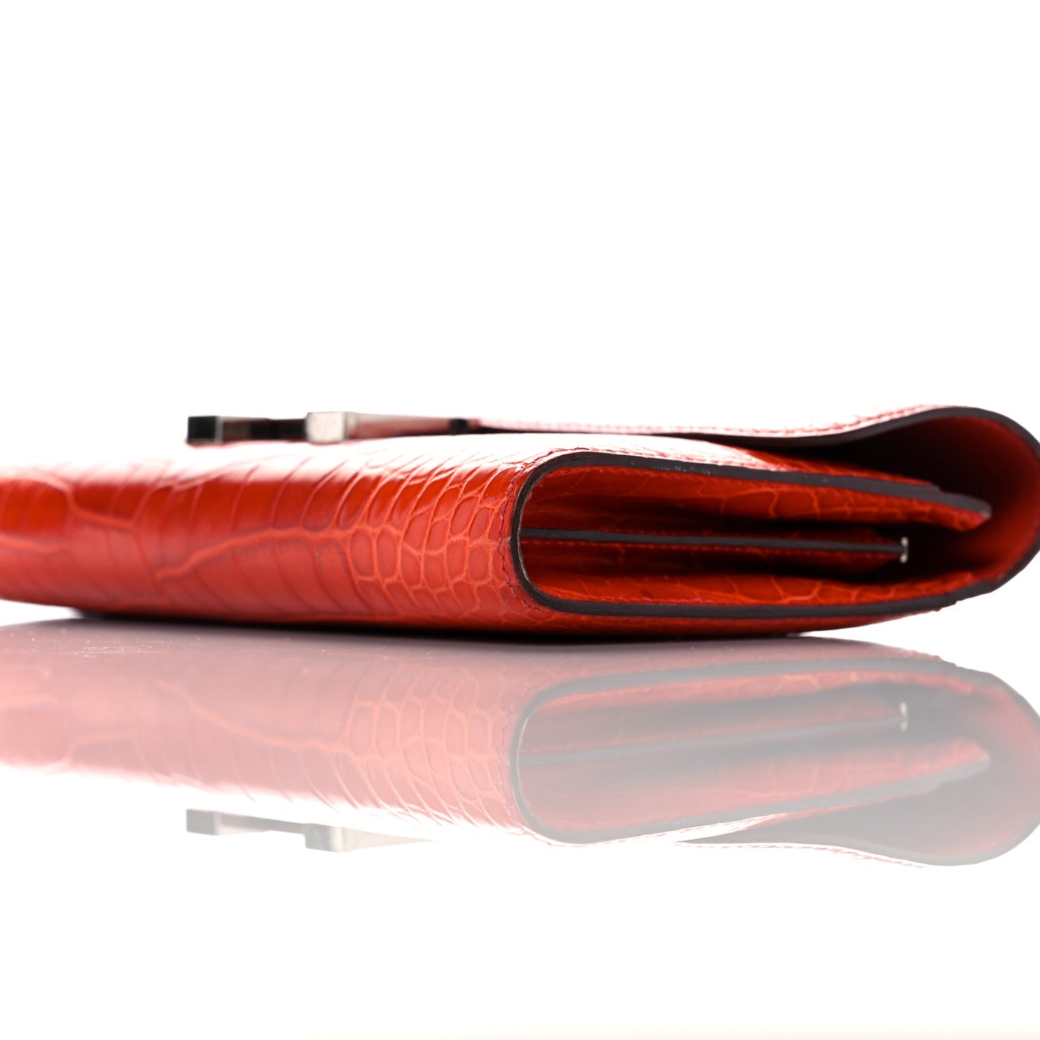 Hermes Shiny Alligator Constance Long Wallet Sanguine 9 of 17