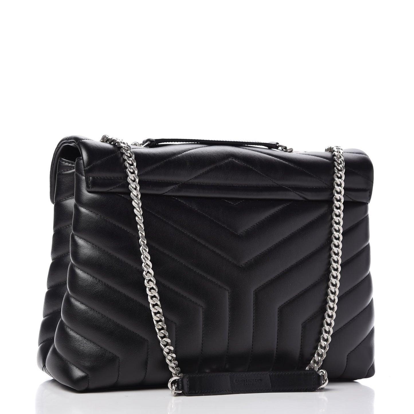 Calfskin Y Quilted Monogram Medium Loulou Chain Satchel Black