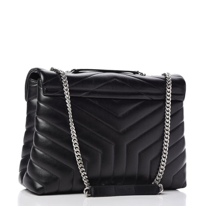 Saint Laurent Calfskin Y Quilted Monogram Medium Loulou Chain Satchel Black 3 of 10