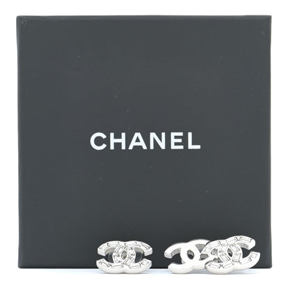 Chanel Baguette Crystal Double CC Earrings Silver 6 of 6