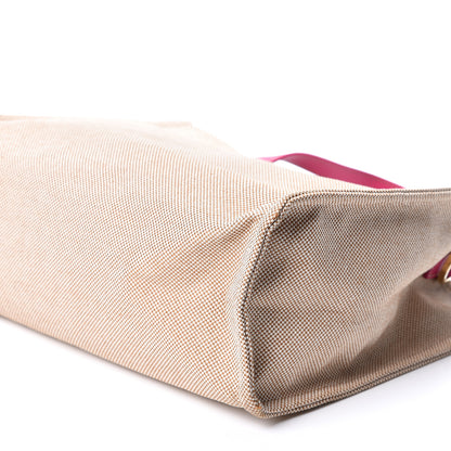Fendi Canvas Vitello Simply Shopping Business Tote Natural Fuchsia 9 of 9