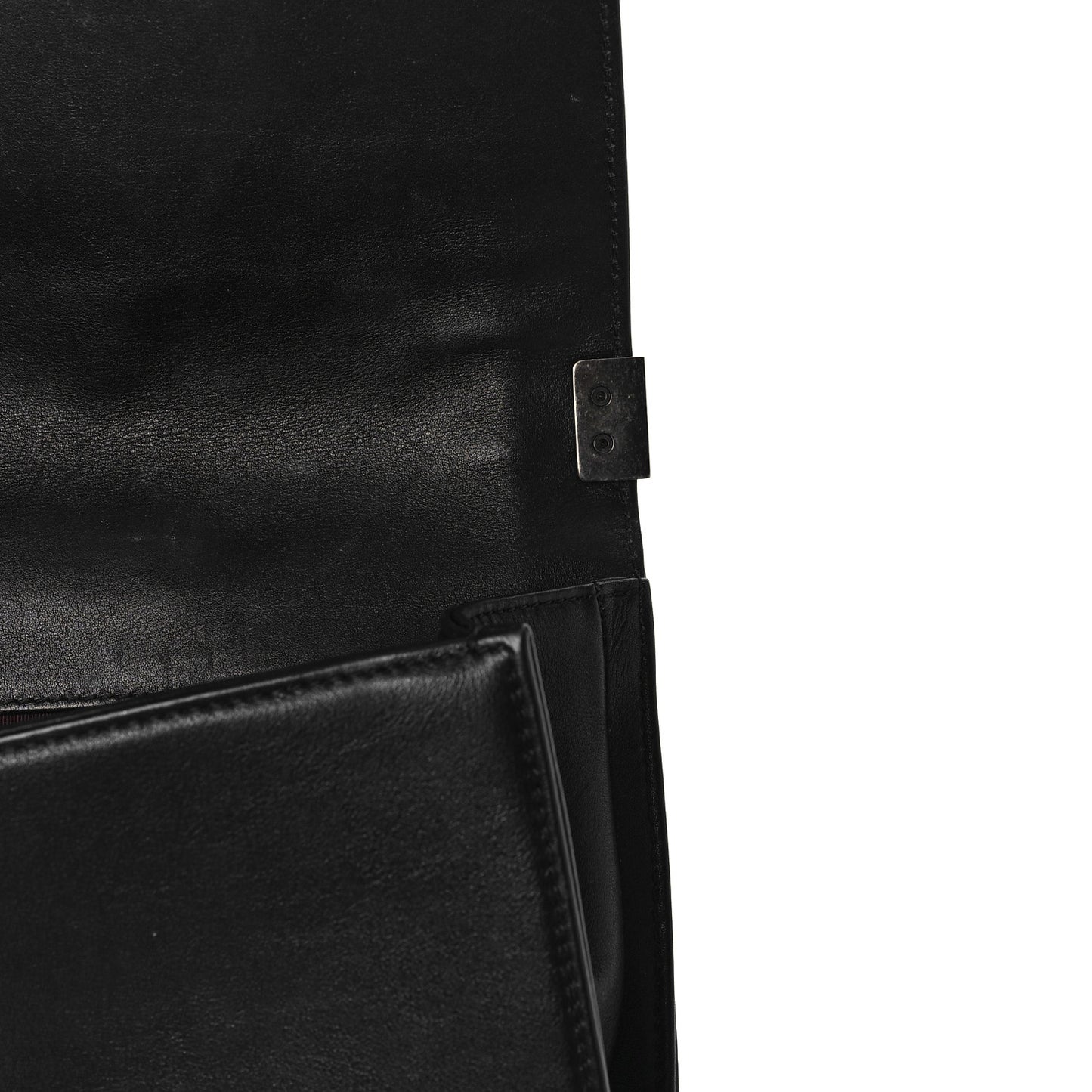 Calfskin Woven Small Boy Flap Black White