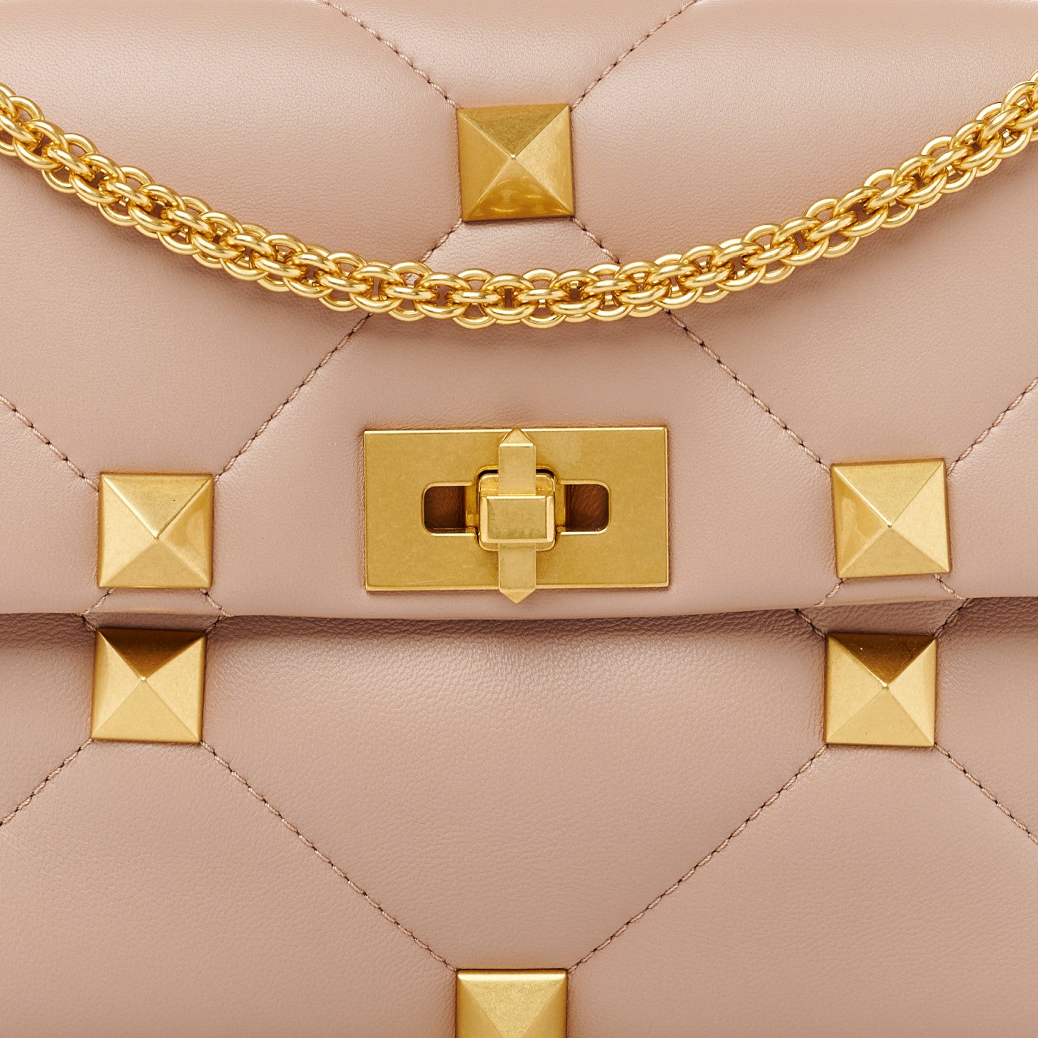 Valentino Garavani Nappa Large Roman Stud Shoulder Bag Rose Cannelle 7 of 9
