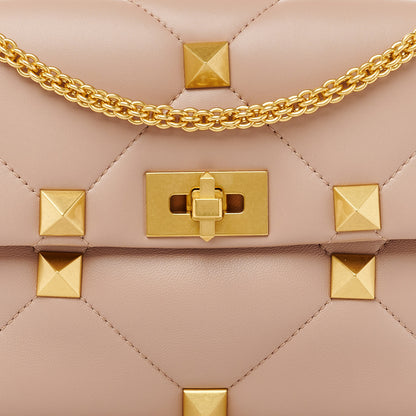 Valentino Garavani Nappa Large Roman Stud Shoulder Bag Rose Cannelle 7 of 9