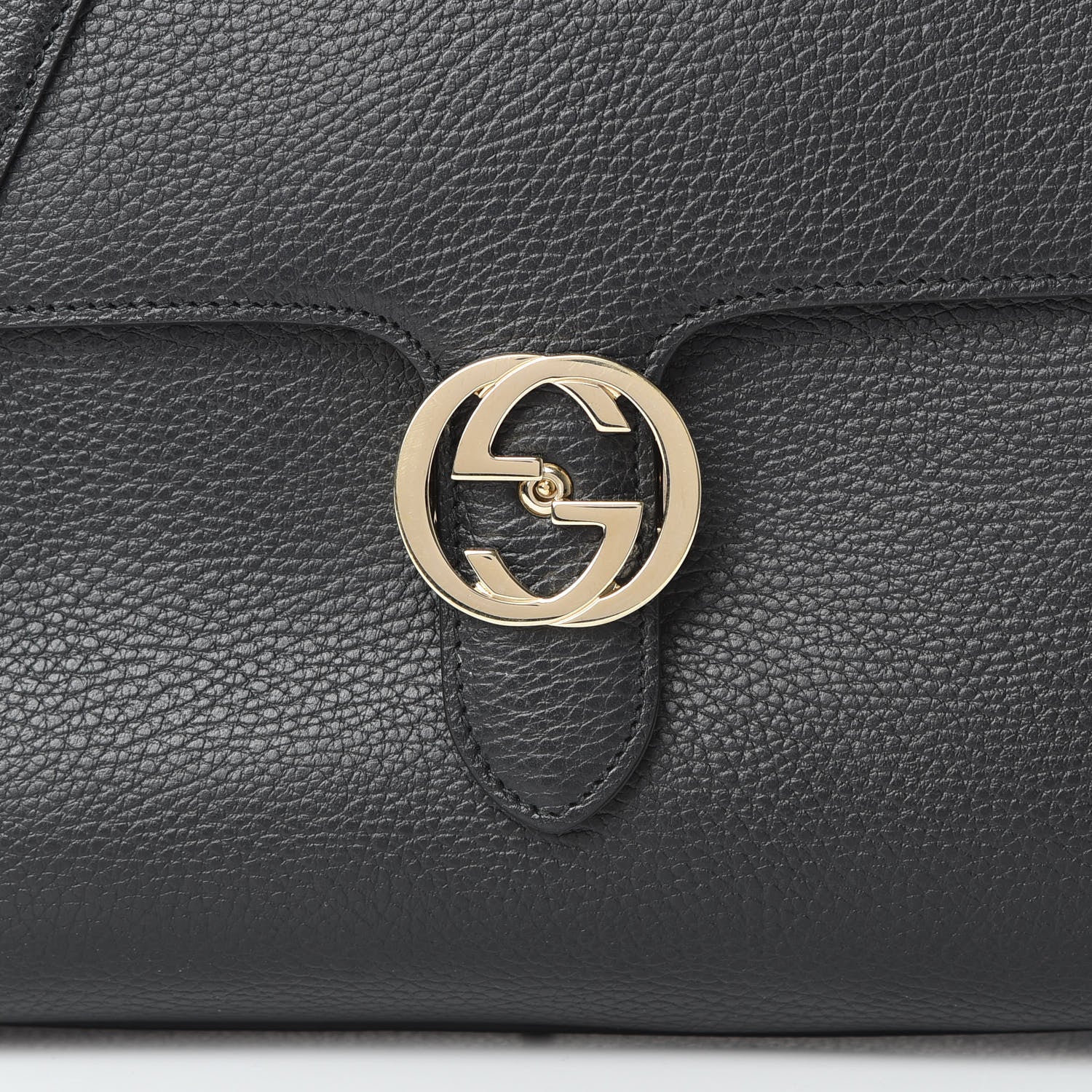 Gucci Dollar Calfskin Medium Interlocking G Top Handle Shoulder Bag Black 8 of 14