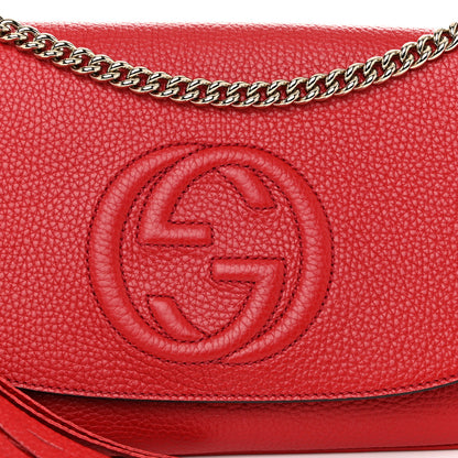 Gucci Pebbled Calfskin Medium Soho Flap Crossbody Vibrant Red 8 of 10