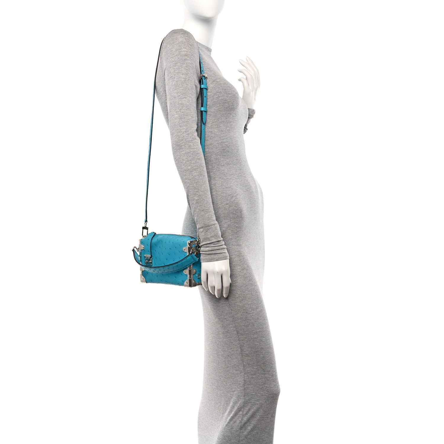 Louis Vuitton Ostrich Side Trunk PM Candy Blue 2 of 9