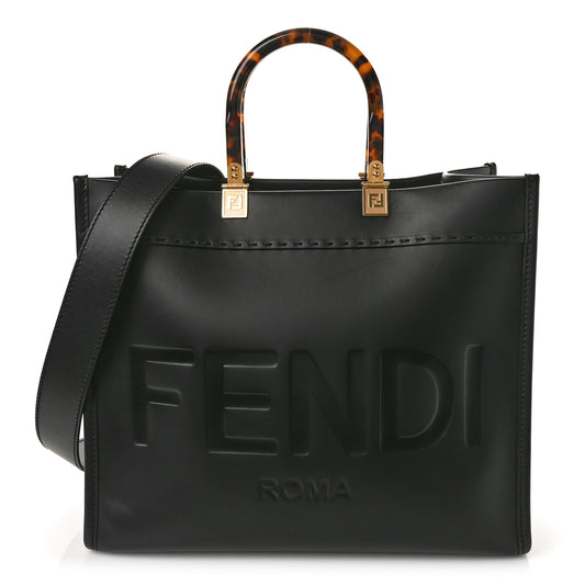 Vitello King Plexiglass Medium Fendi Sunshine Shopper Tote Black