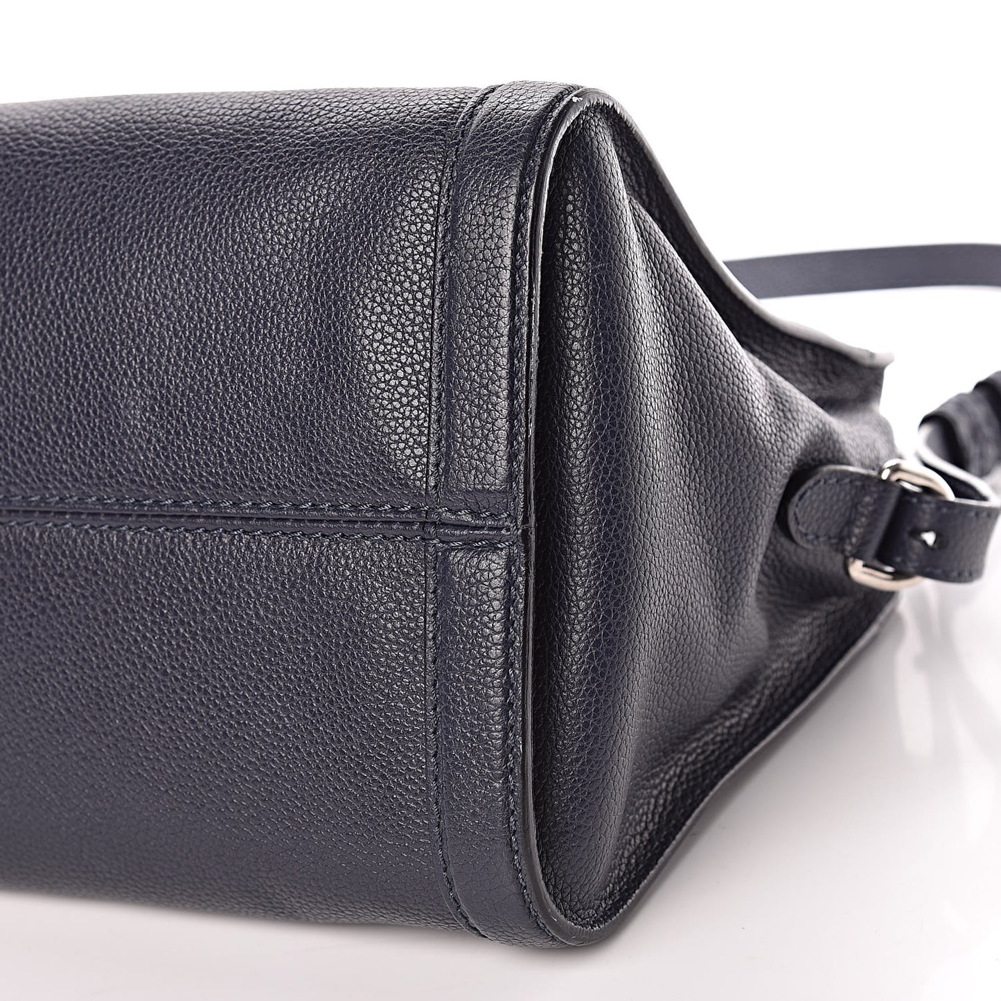 Pebbled Calfskin Small Skull Padlock Zip Around Tote Navy
