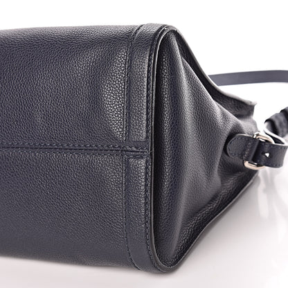 Alexander McQueen Pebbled Calfskin Small Skull Padlock Zip Around Tote Navy 14 of 16
