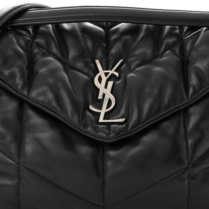 Saint Laurent Lambskin Quilted Medium Loulou Puffer Monogram Chain Satchel Black 8 of 12