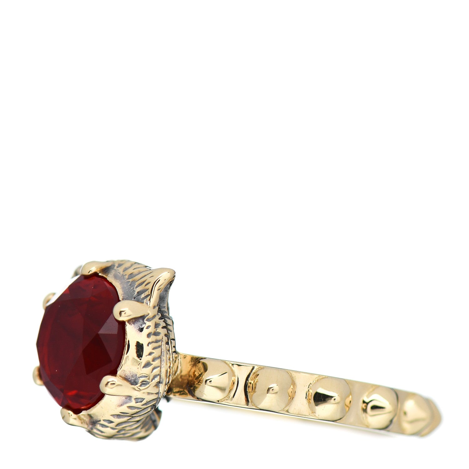 Gucci 18K Yellow Gold Diamond Fire Opal Le Marché Des Merveilles Feline Ring 49 5 3 of 6