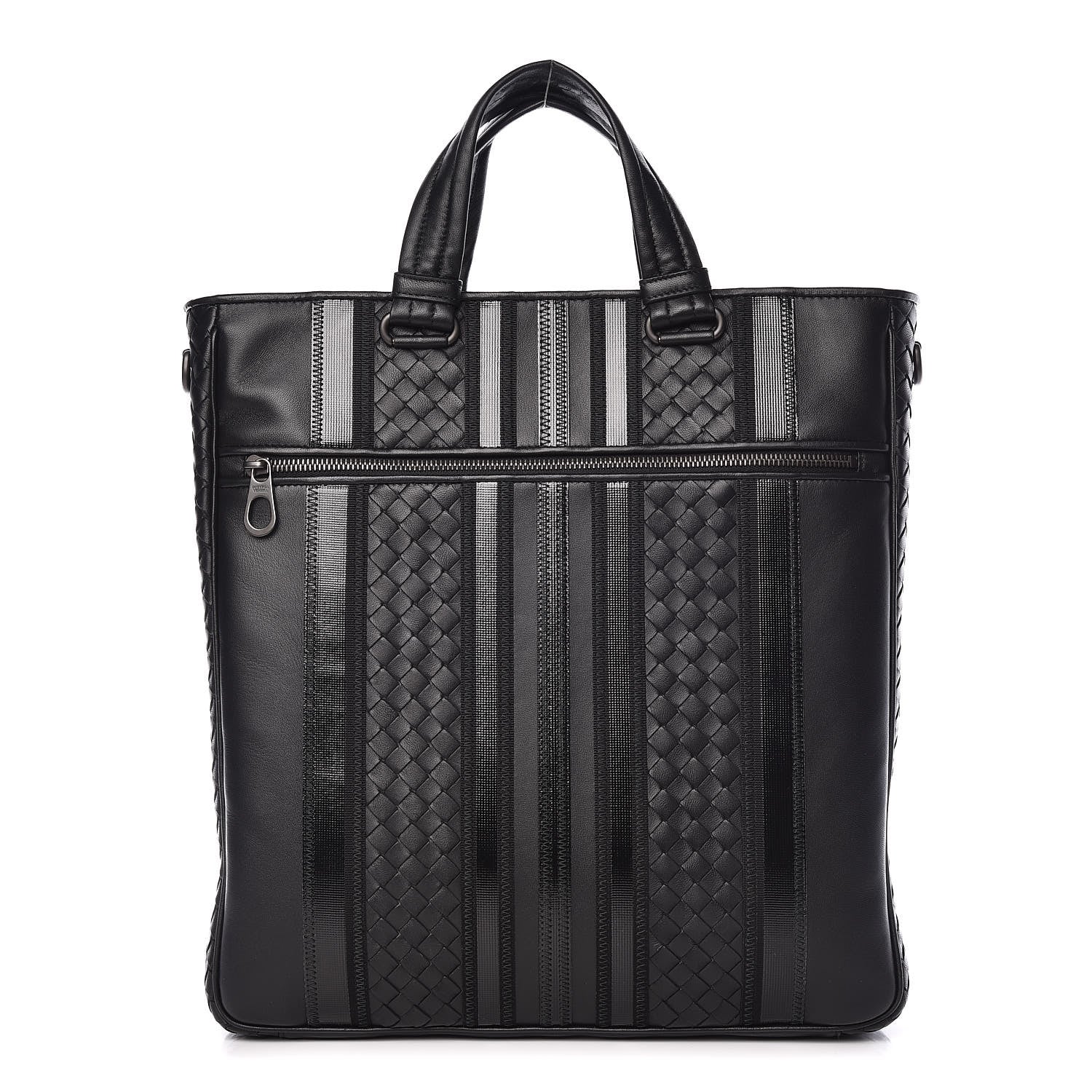 Bottega Veneta Nappa Tech Nylon Intrecciato Stripe Tote Black 1 of 10