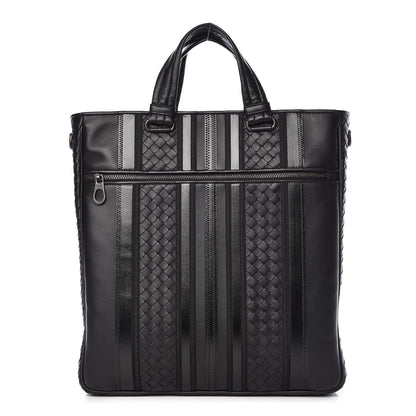 Bottega Veneta Nappa Tech Nylon Intrecciato Stripe Tote Black 1 of 10