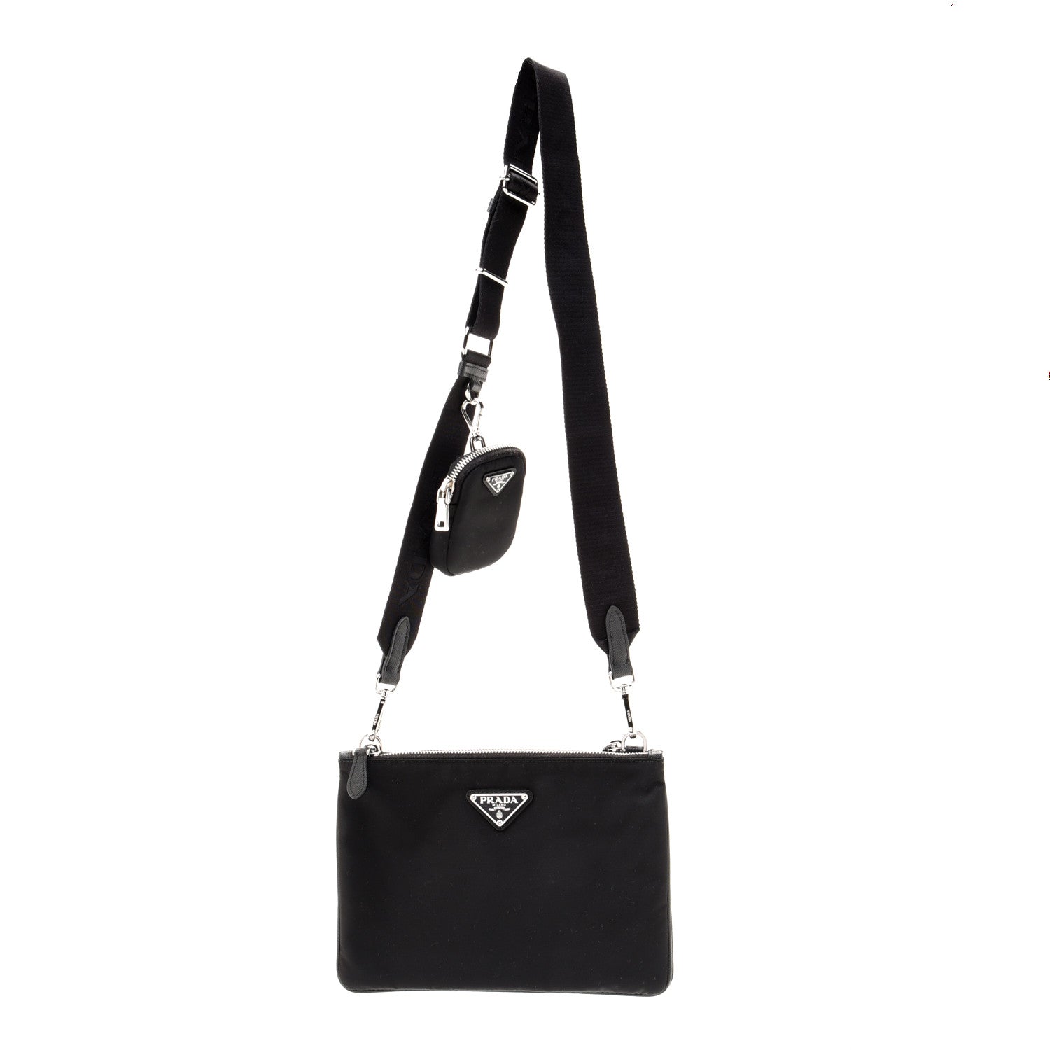 Prada Re-Nylon Saffiano Re-Edition 2000 Double Zip Crossbody Bag Black 1 of 11