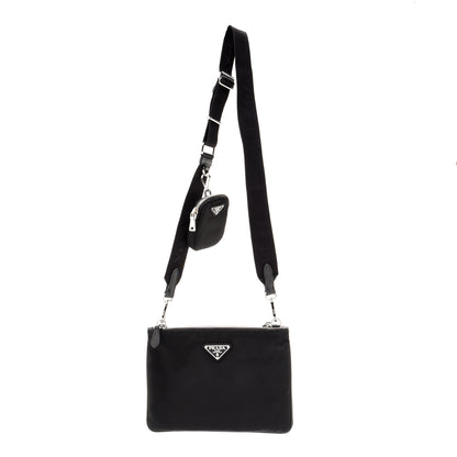 Prada Re-Nylon Saffiano Re-Edition 2000 Double Zip Crossbody Bag Black 1 of 11