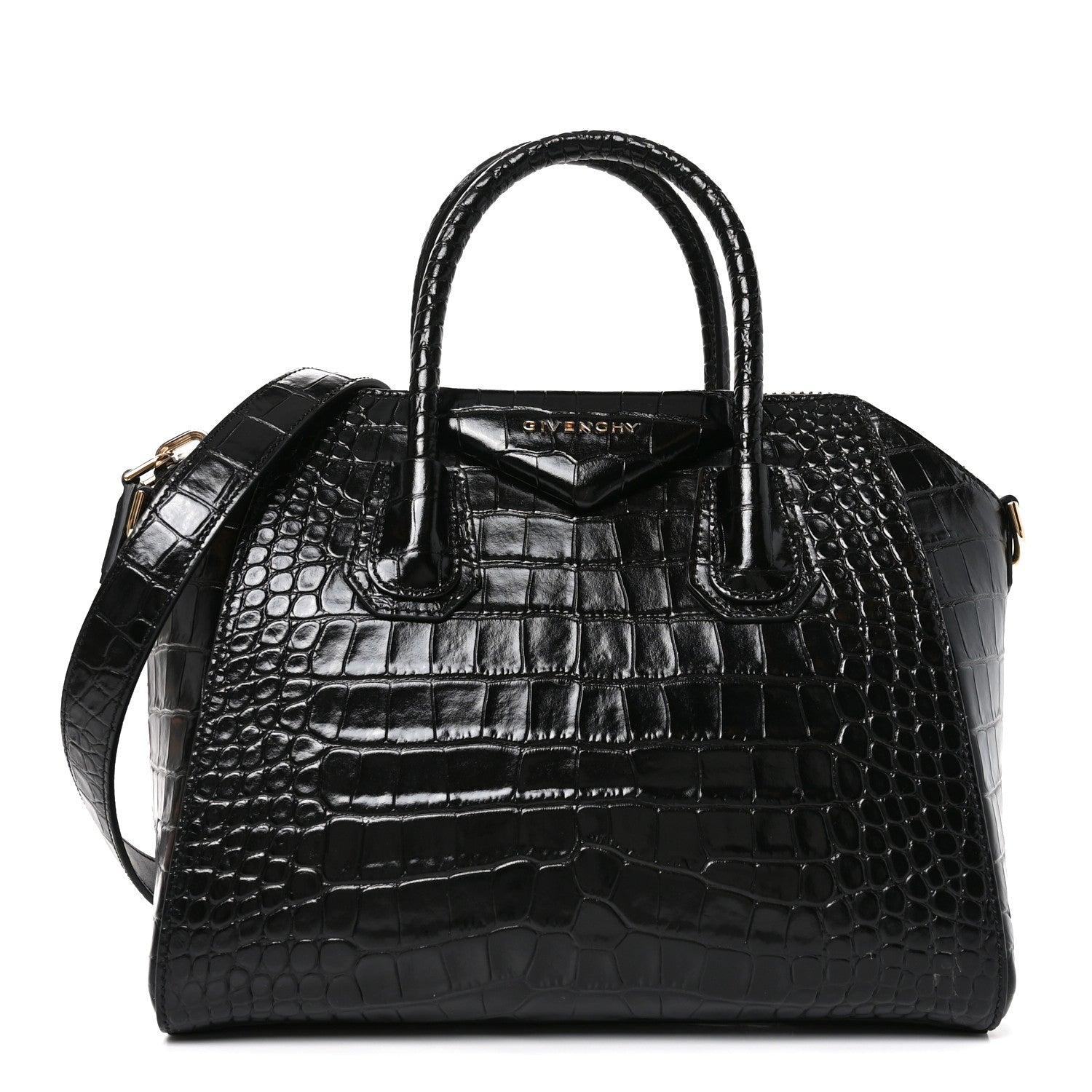 Givenchy Calfskin Crocodile Embossed Small Antigona Black 1 of 10