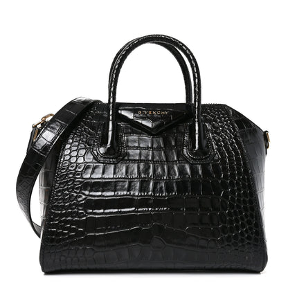 Givenchy Calfskin Crocodile Embossed Small Antigona Black 1 of 10