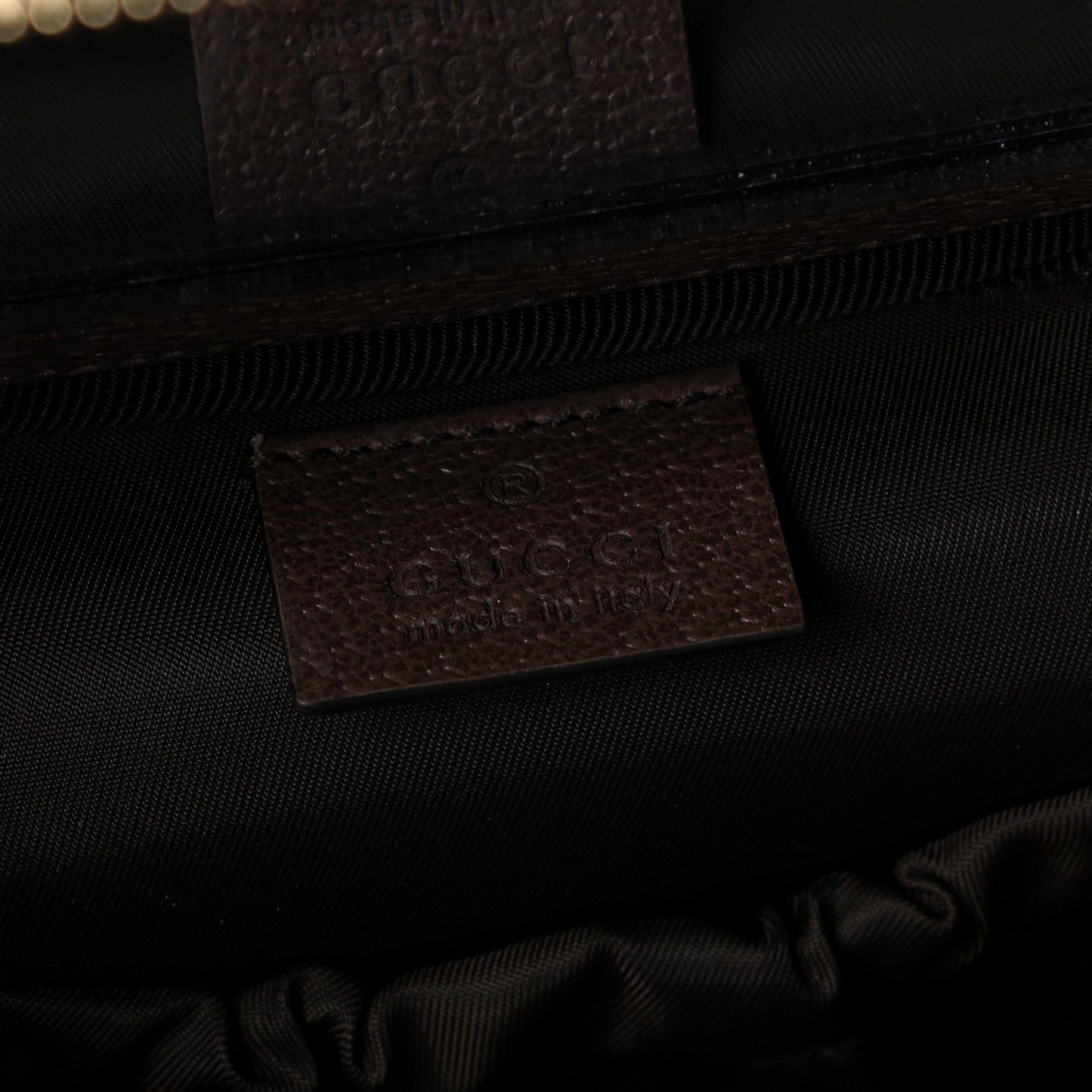 GG Supreme Monogram Textured Calfskin Web Ophidia Vanity Cosmetic Case Beige Ebony New Acero