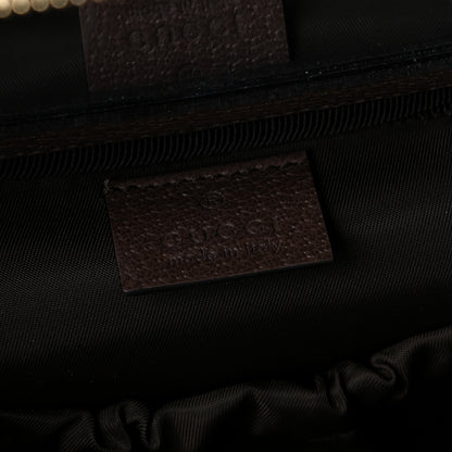 Gucci GG Supreme Monogram Textured Calfskin Web Ophidia Vanity Cosmetic Case Beige Ebony New Acero 8 of 10